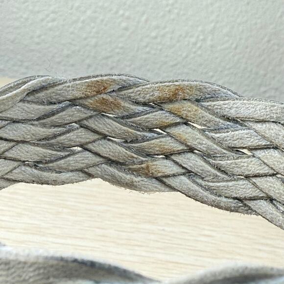 Sundance Gray Brown Woven Braided Open Toe Block Heel Sandals Boho 37 6.5 7 - Picture 9 of 9